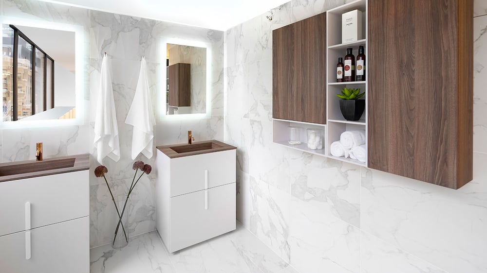 Urban Open Shelf and Closed Storage Cabinets | Hastings Bath Collection